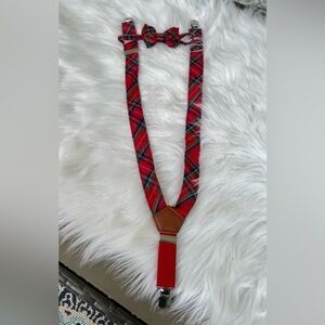 Mudpie Toddler Suspenders & Bow Tie Set Tartan Plaid